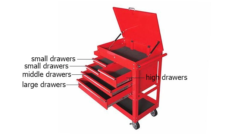 Repair Tool Car Auto Storage Rack Self-Locking Drawer Cabinet Truck with Small Trolley